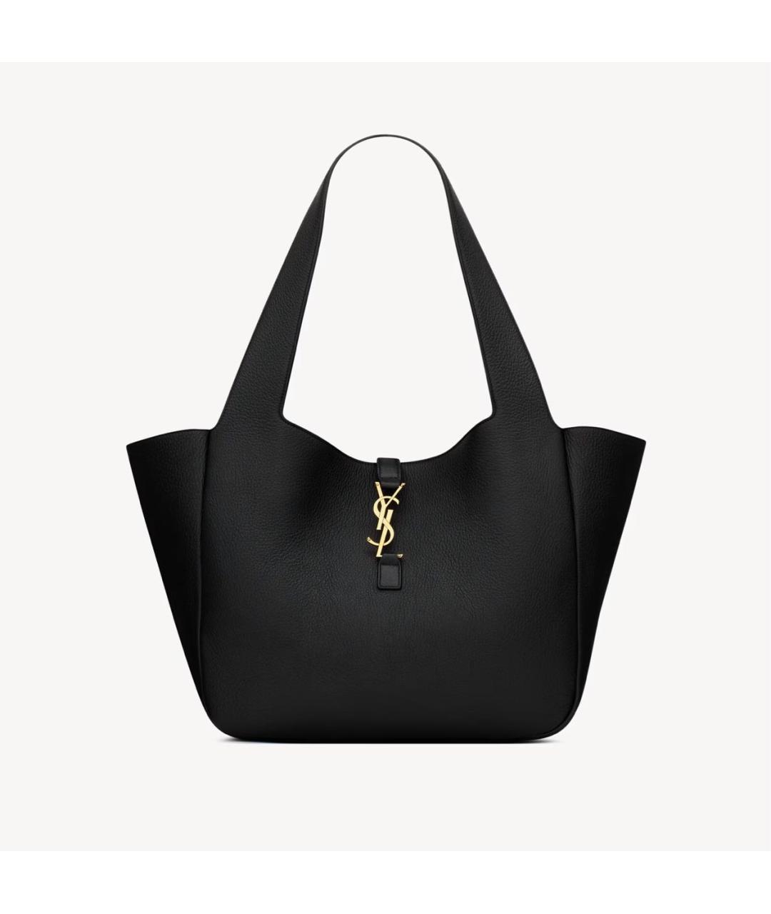 SAINT LAURENT Черная кожаная сумка тоут, фото 5