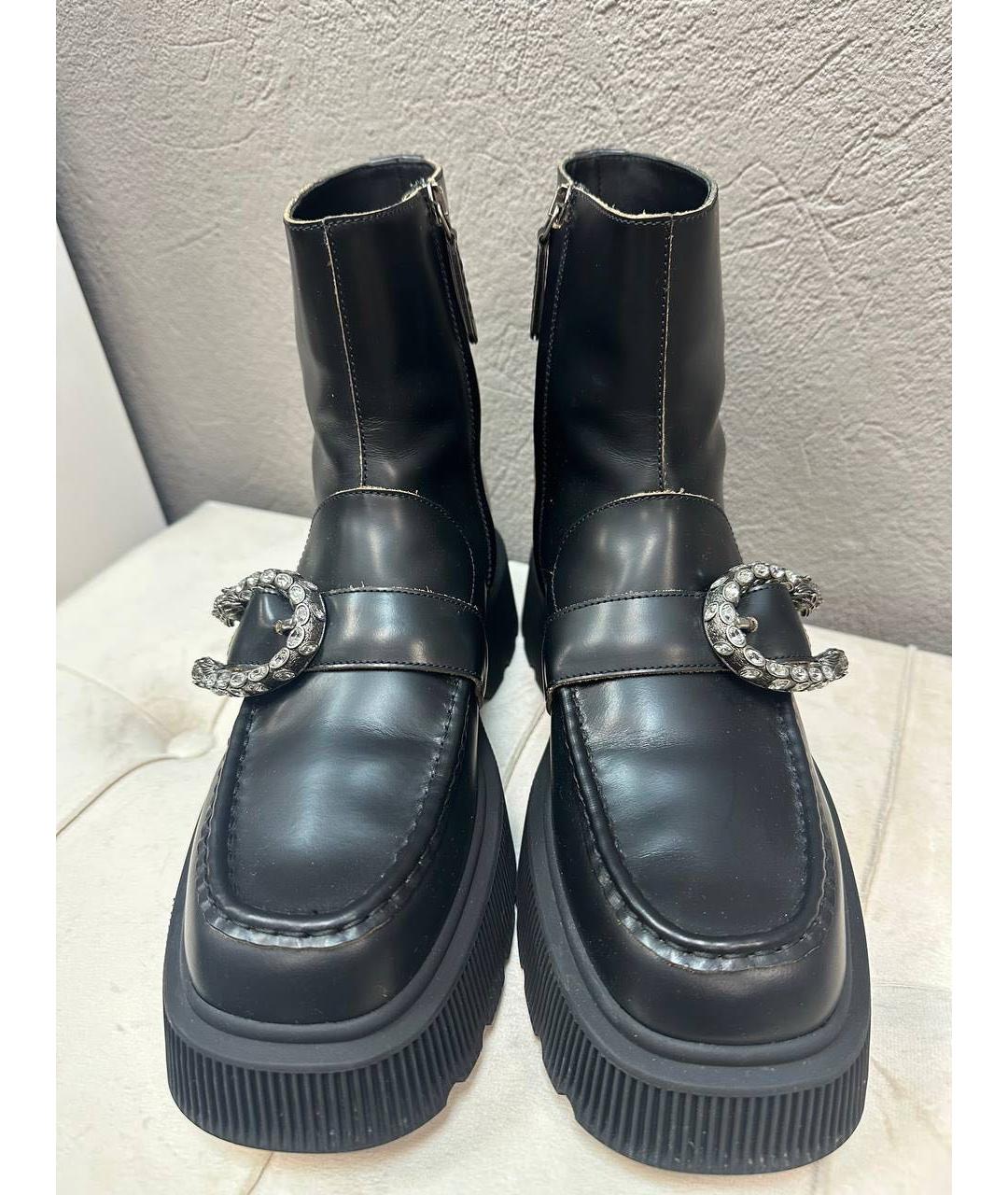 GUCCI Черные кожаные ботинки, фото 2