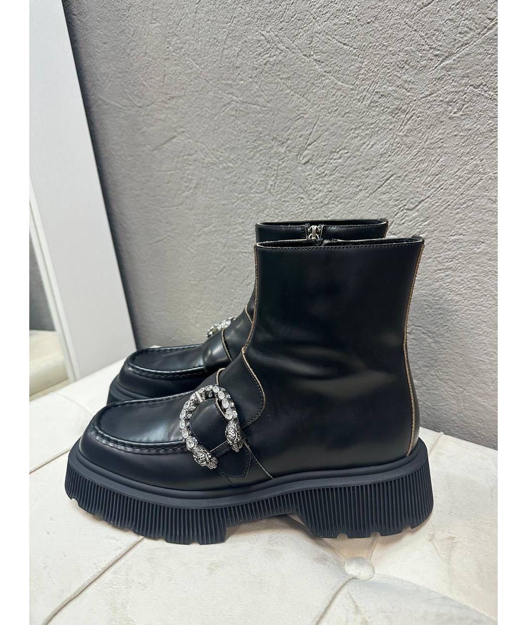 GUCCI Черные кожаные ботинки, фото 7
