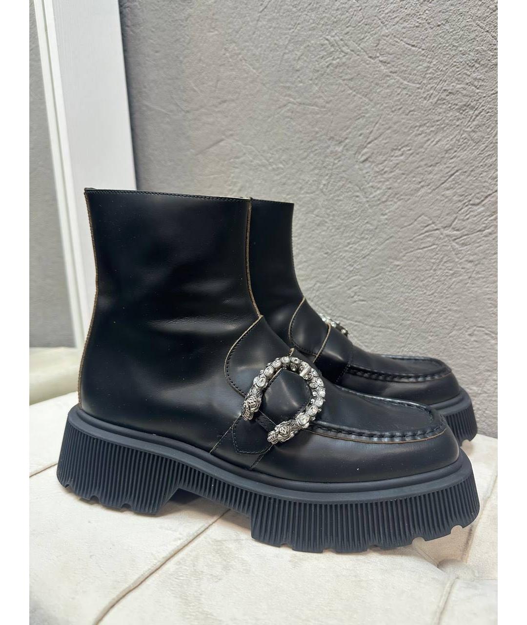GUCCI Черные кожаные ботинки, фото 6