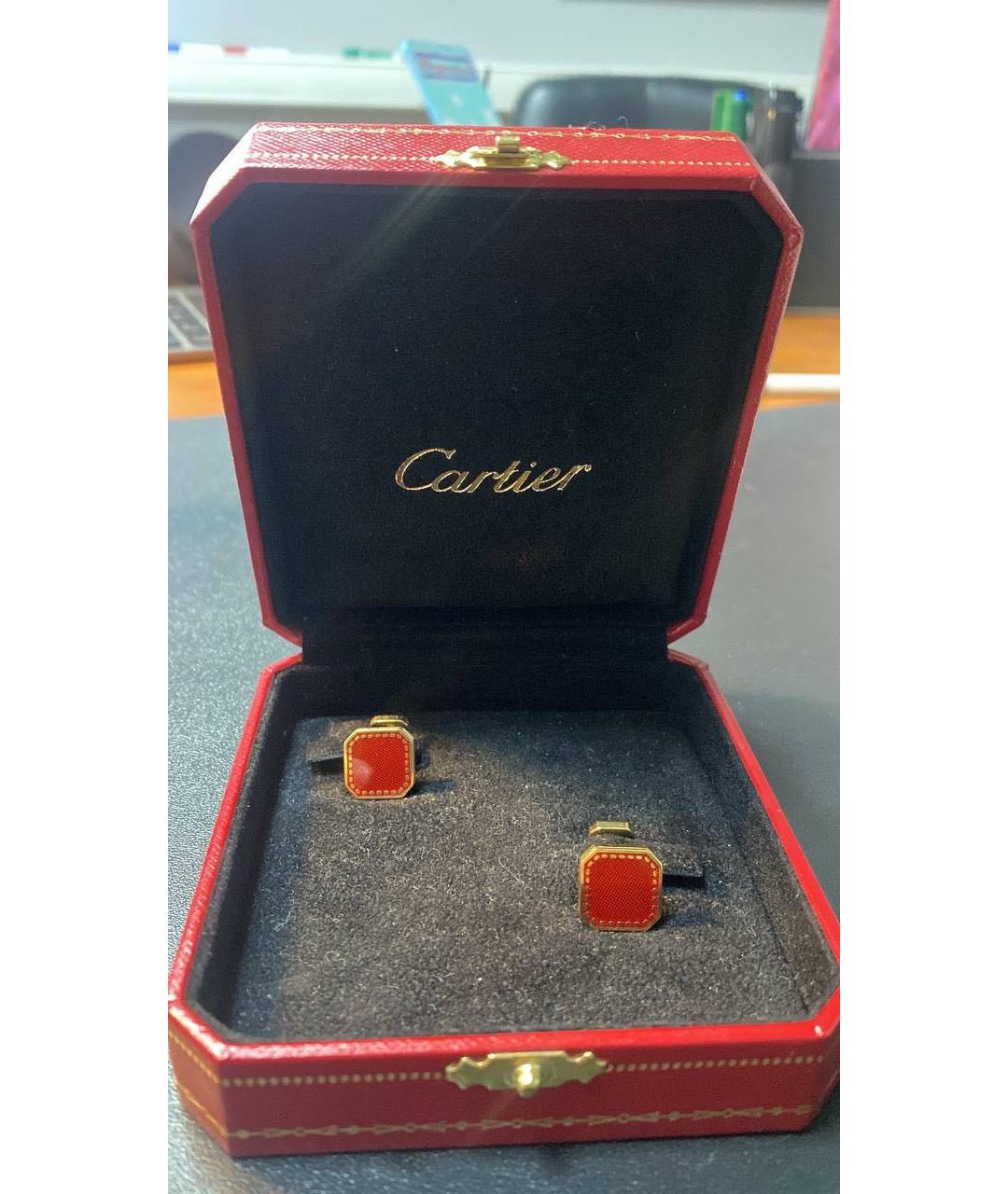 CARTIER Красные запонки из желтого золота, фото 3