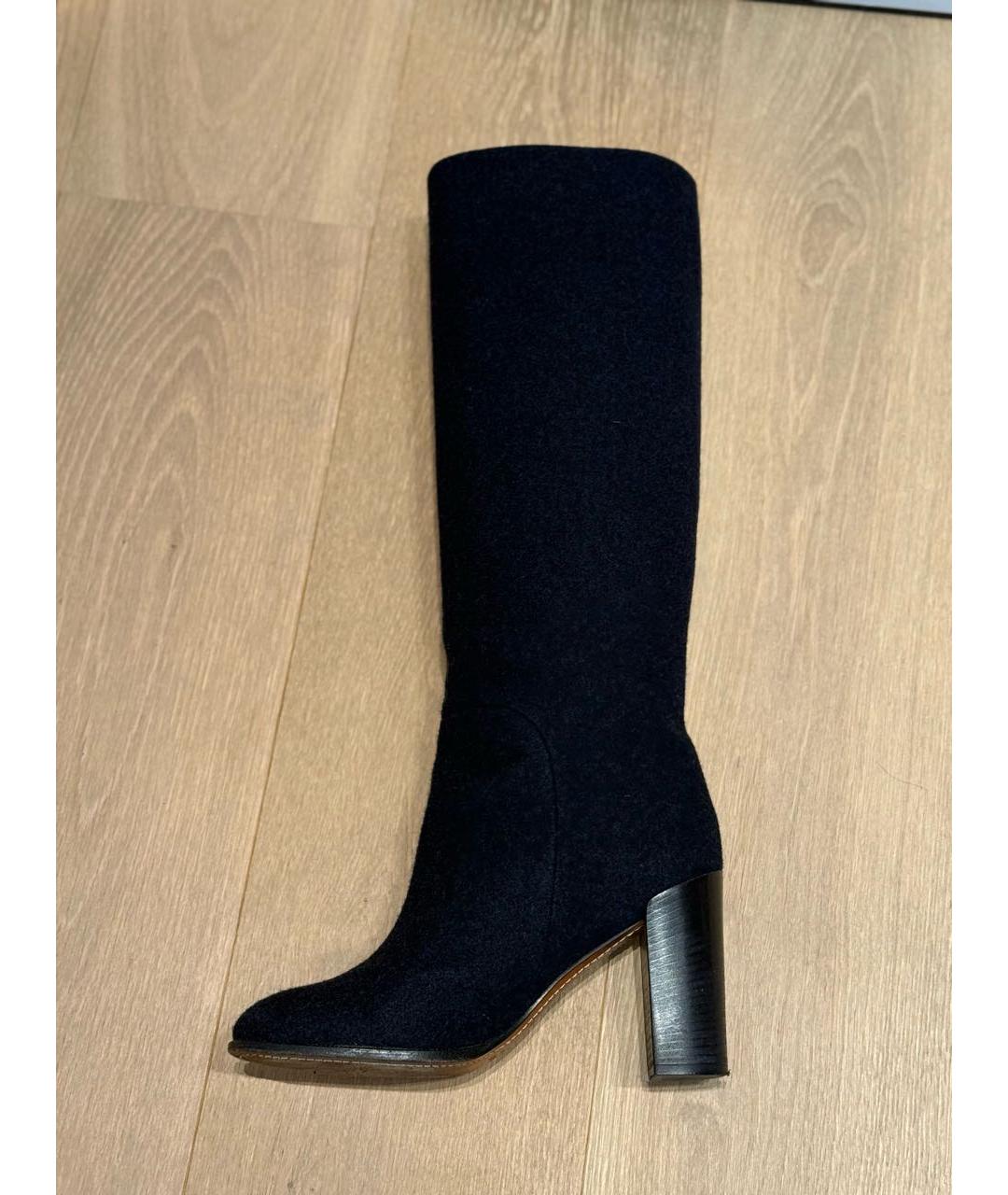 CELINE Темно-синие текстильные сапоги, фото 4