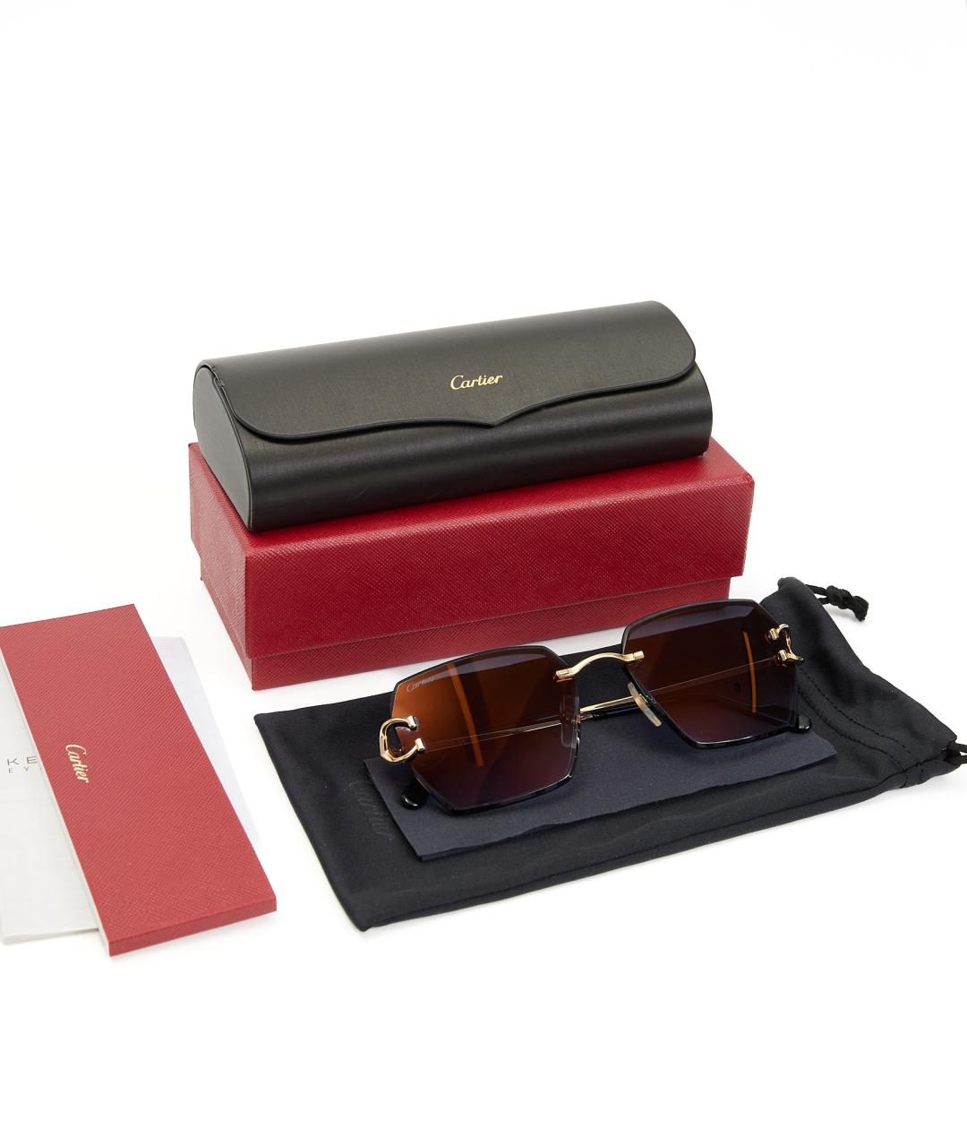 CARTIER Золотые металлические солнцезащитные очки, фото 5