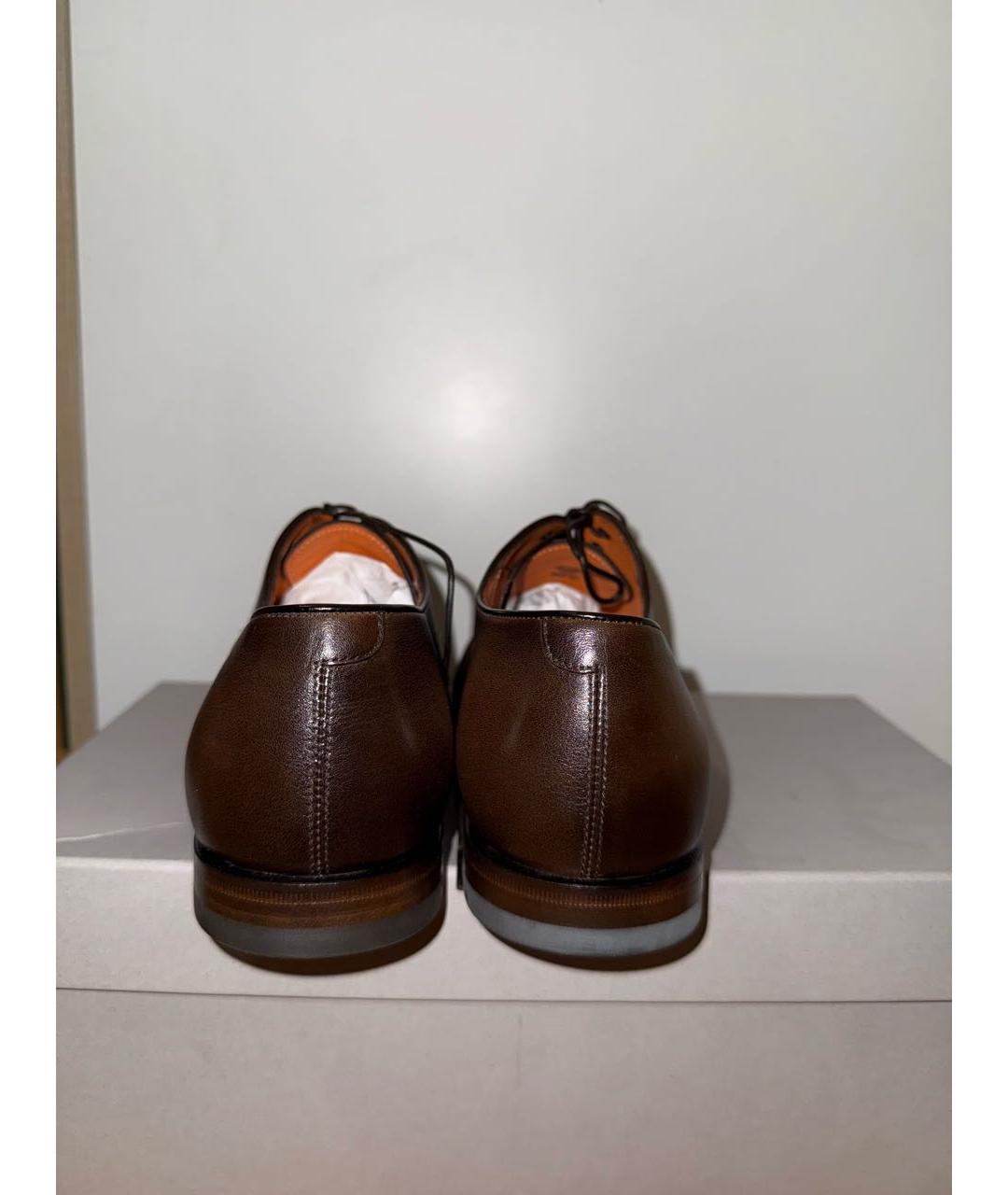 SANTONI Коричневые кожаные туфли, фото 4