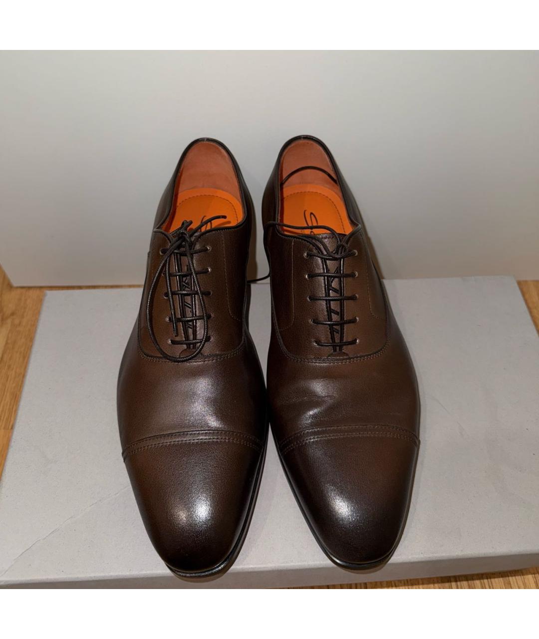 SANTONI Коричневые кожаные туфли, фото 2