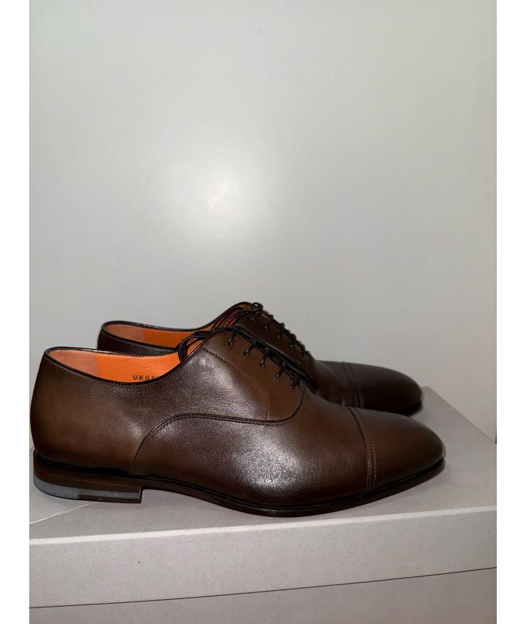 SANTONI Коричневые кожаные туфли, фото 5