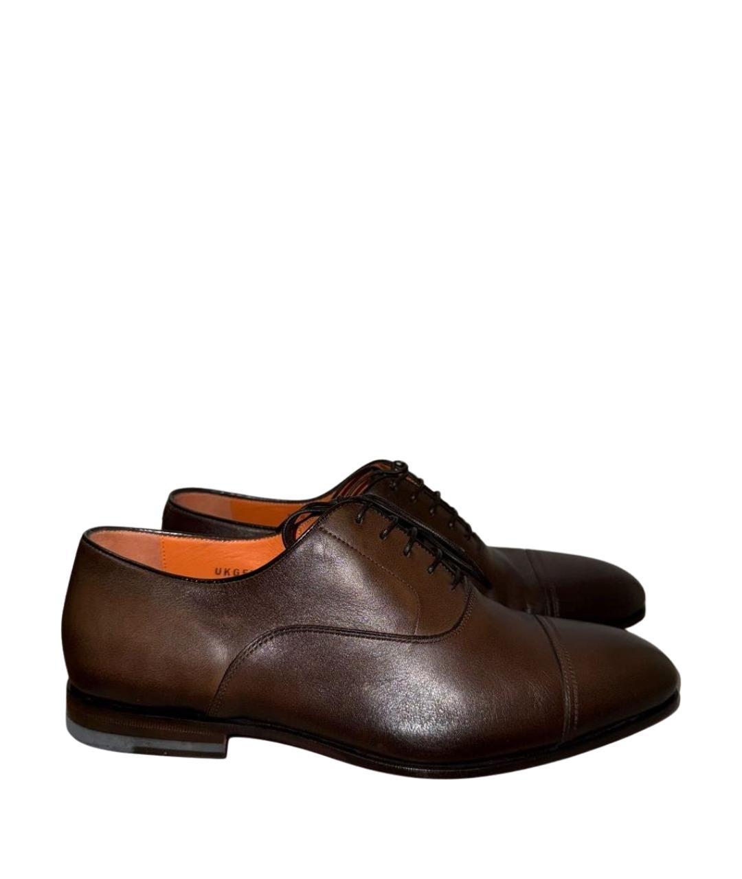 SANTONI Коричневые кожаные туфли, фото 1