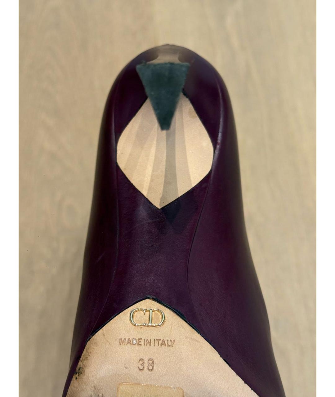 CHRISTIAN DIOR Фиолетовые кожаные ботильоны, фото 5