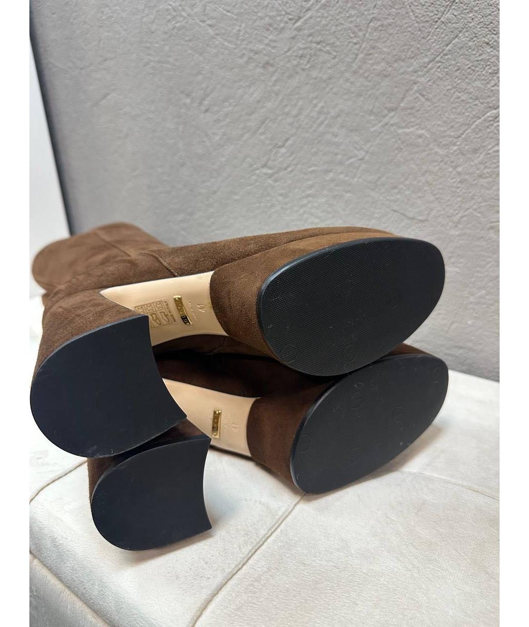 GUCCI Коричневые замшевые сапоги, фото 4