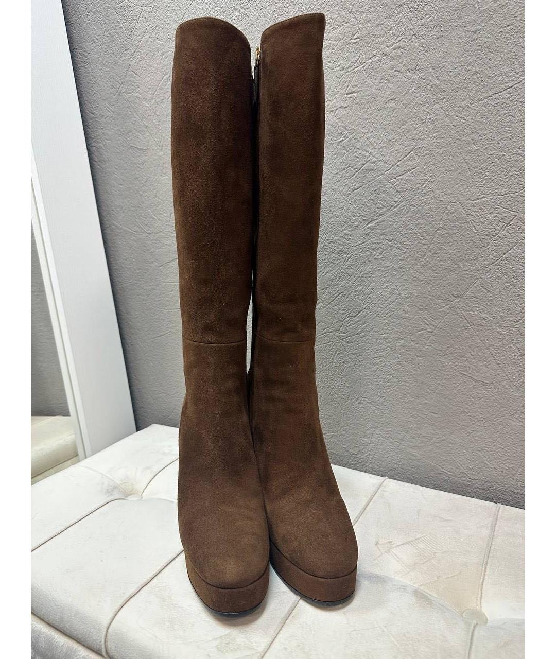 GUCCI Коричневые замшевые сапоги, фото 2