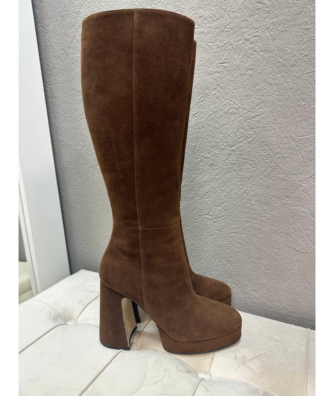GUCCI Коричневые замшевые сапоги, фото 5