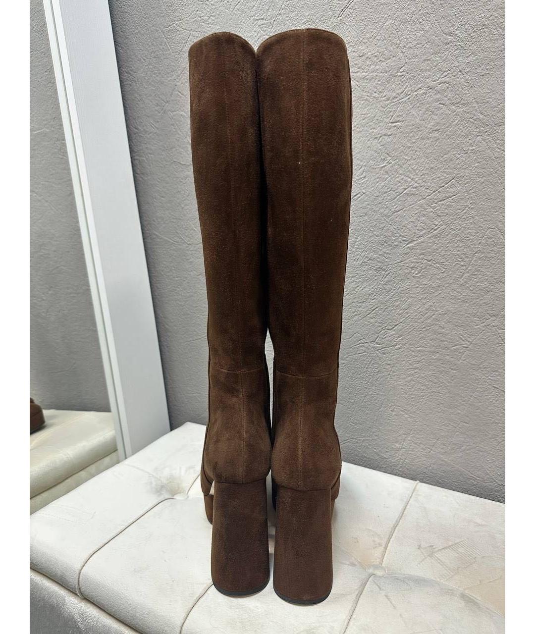 GUCCI Коричневые замшевые сапоги, фото 3