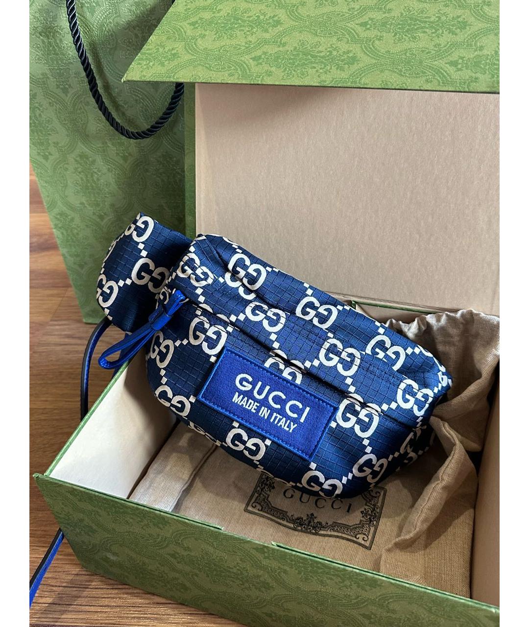GUCCI Синяя поясная сумка, фото 4