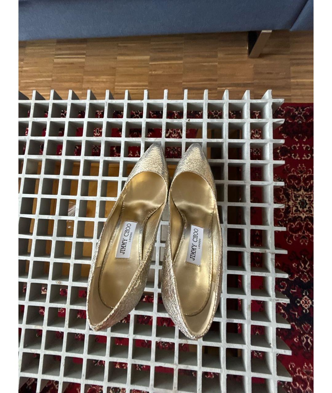 JIMMY CHOO Золотые кожаные туфли, фото 3