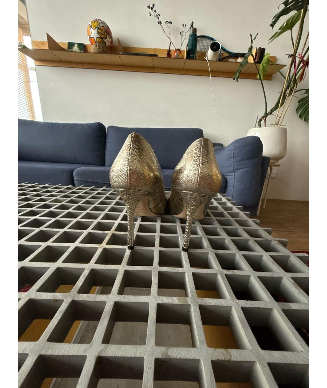 JIMMY CHOO Золотые кожаные туфли, фото 4