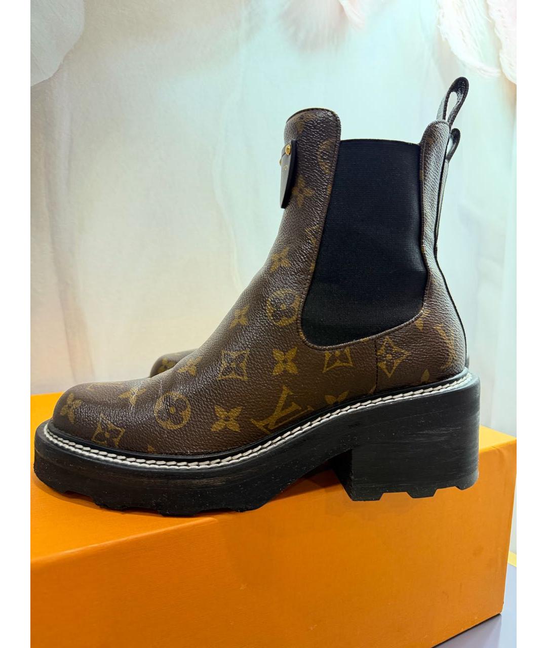 LOUIS VUITTON Коричневые кожаные ботинки, фото 6