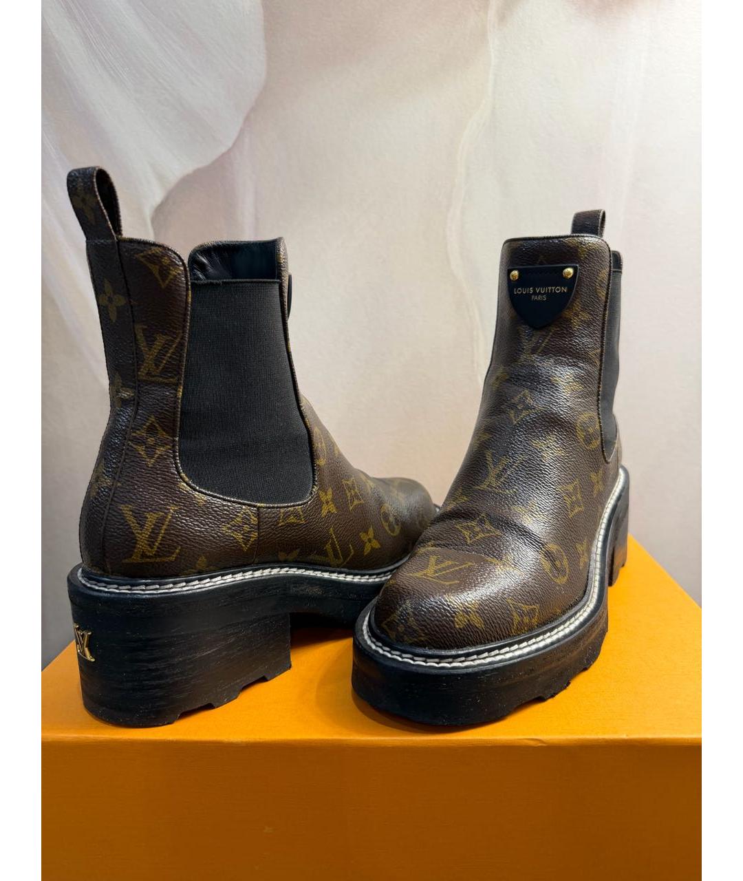 LOUIS VUITTON Коричневые кожаные ботинки, фото 4