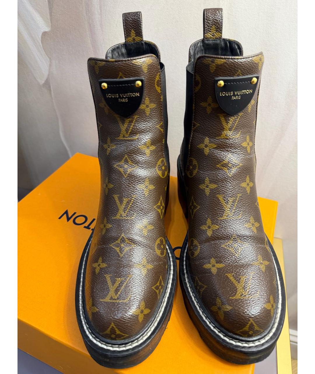 LOUIS VUITTON Коричневые кожаные ботинки, фото 5