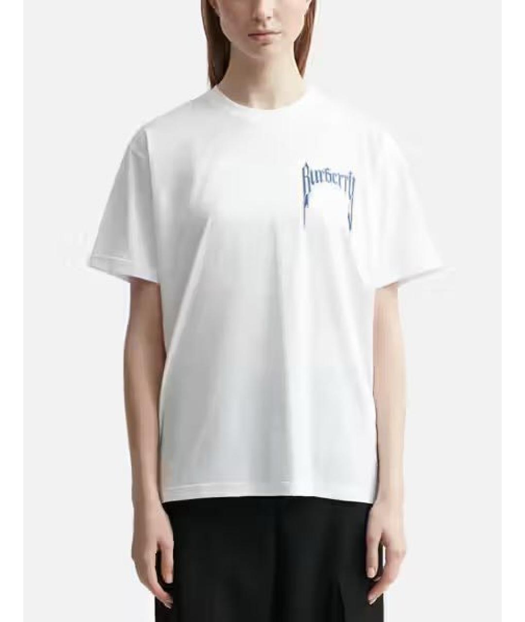 BURBERRY Белая хлопковая футболка, фото 5