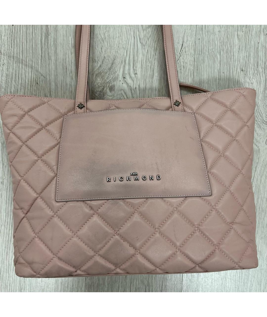 JOHN RICHMOND Розовая кожаная сумка тоут, фото 5