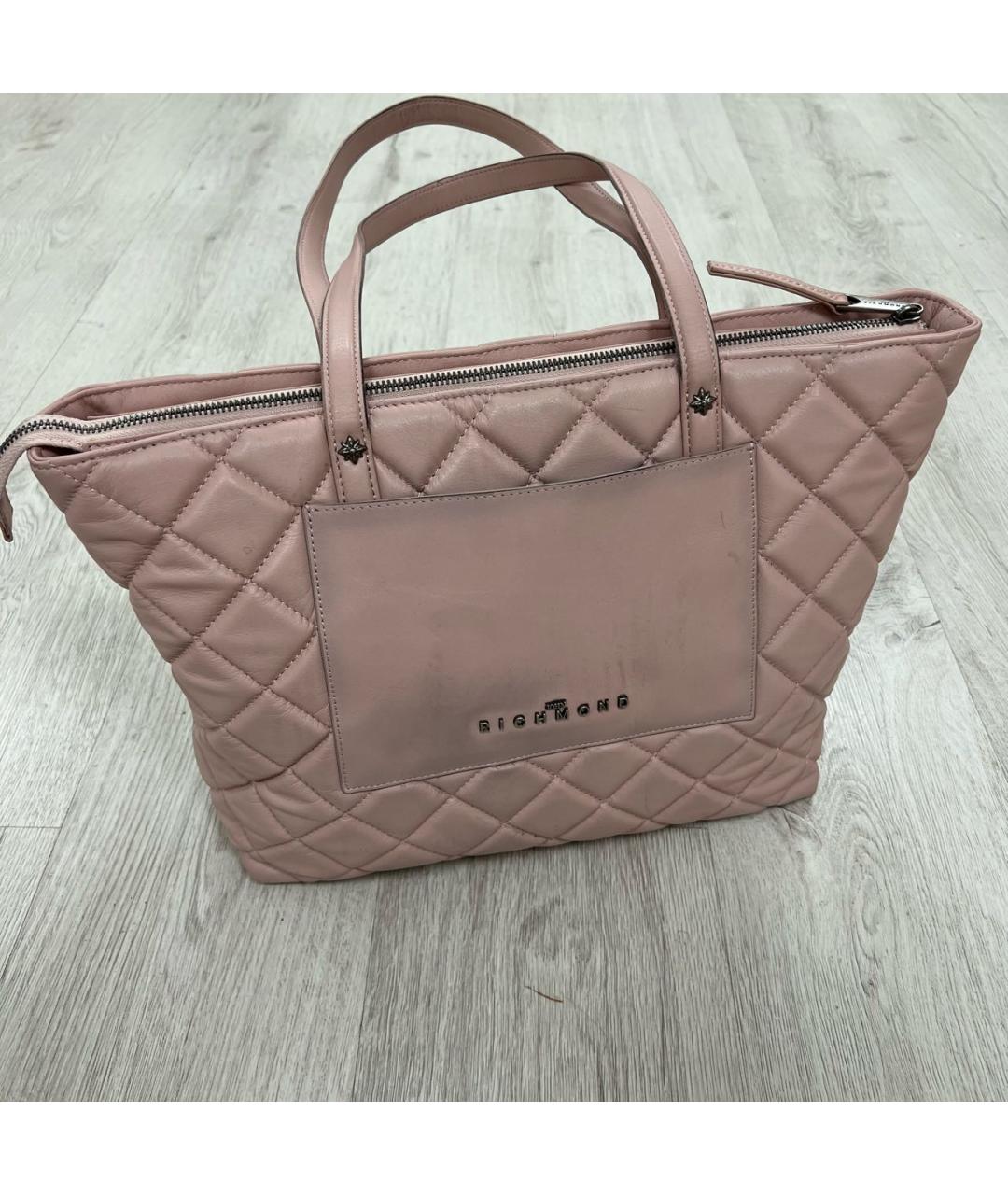 JOHN RICHMOND Розовая кожаная сумка тоут, фото 3