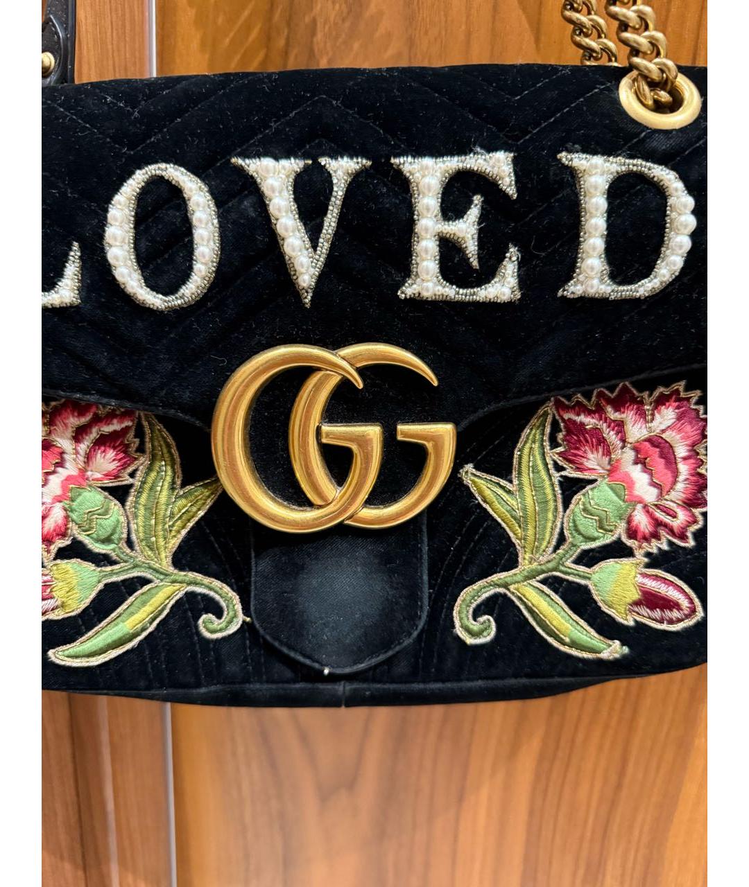 GUCCI Черная бархатная сумка через плечо, фото 2