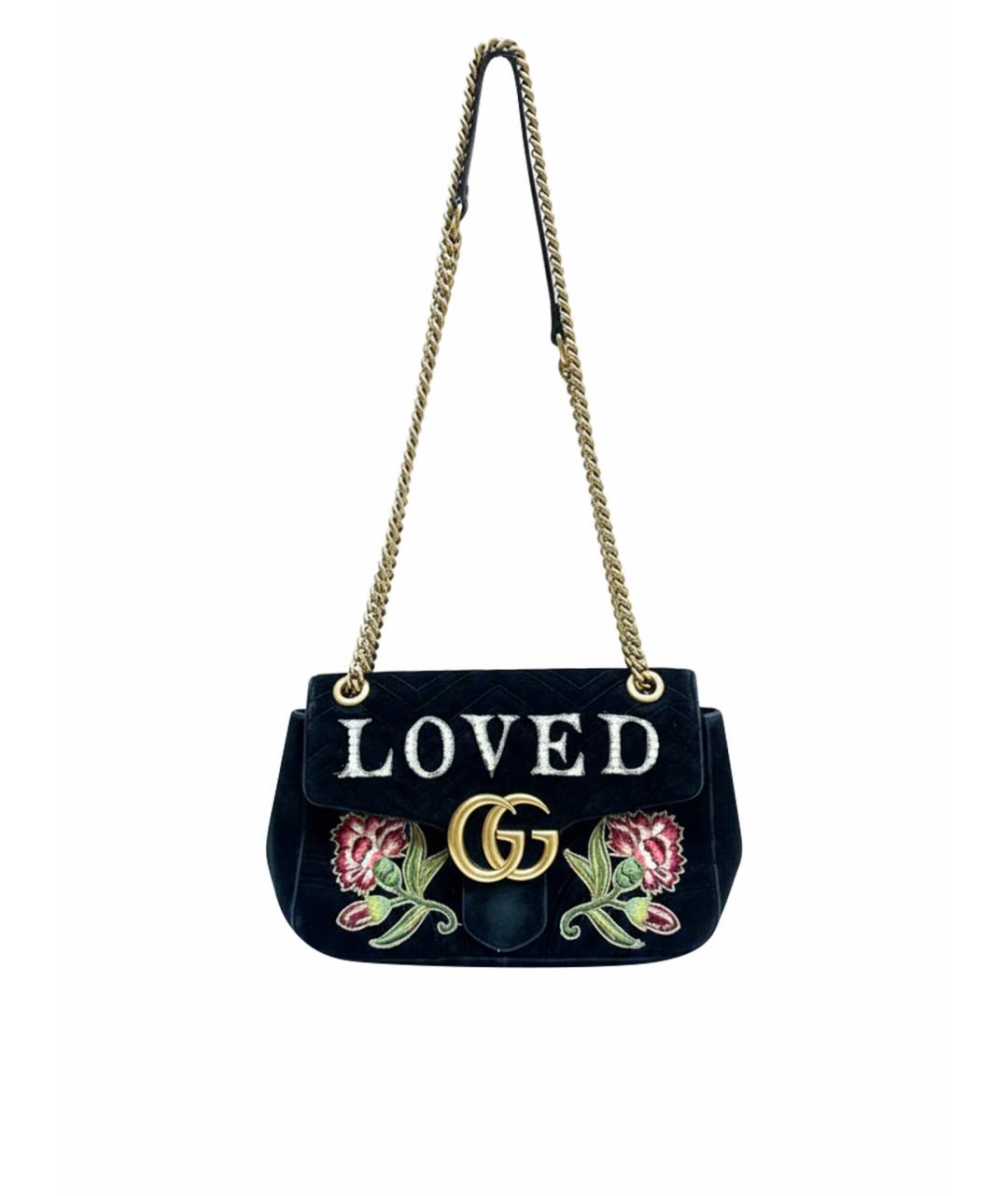 GUCCI Черная бархатная сумка через плечо, фото 1