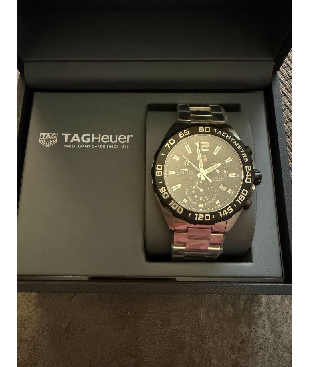 TAG HEUER Антрацитовые стальные часы, фото 3