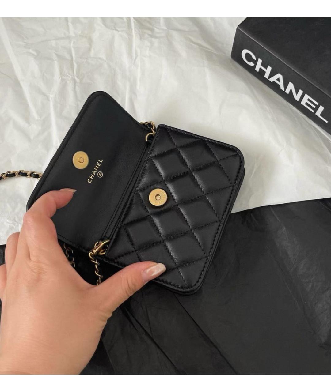 CHANEL Черная кожаная сумка через плечо, фото 5