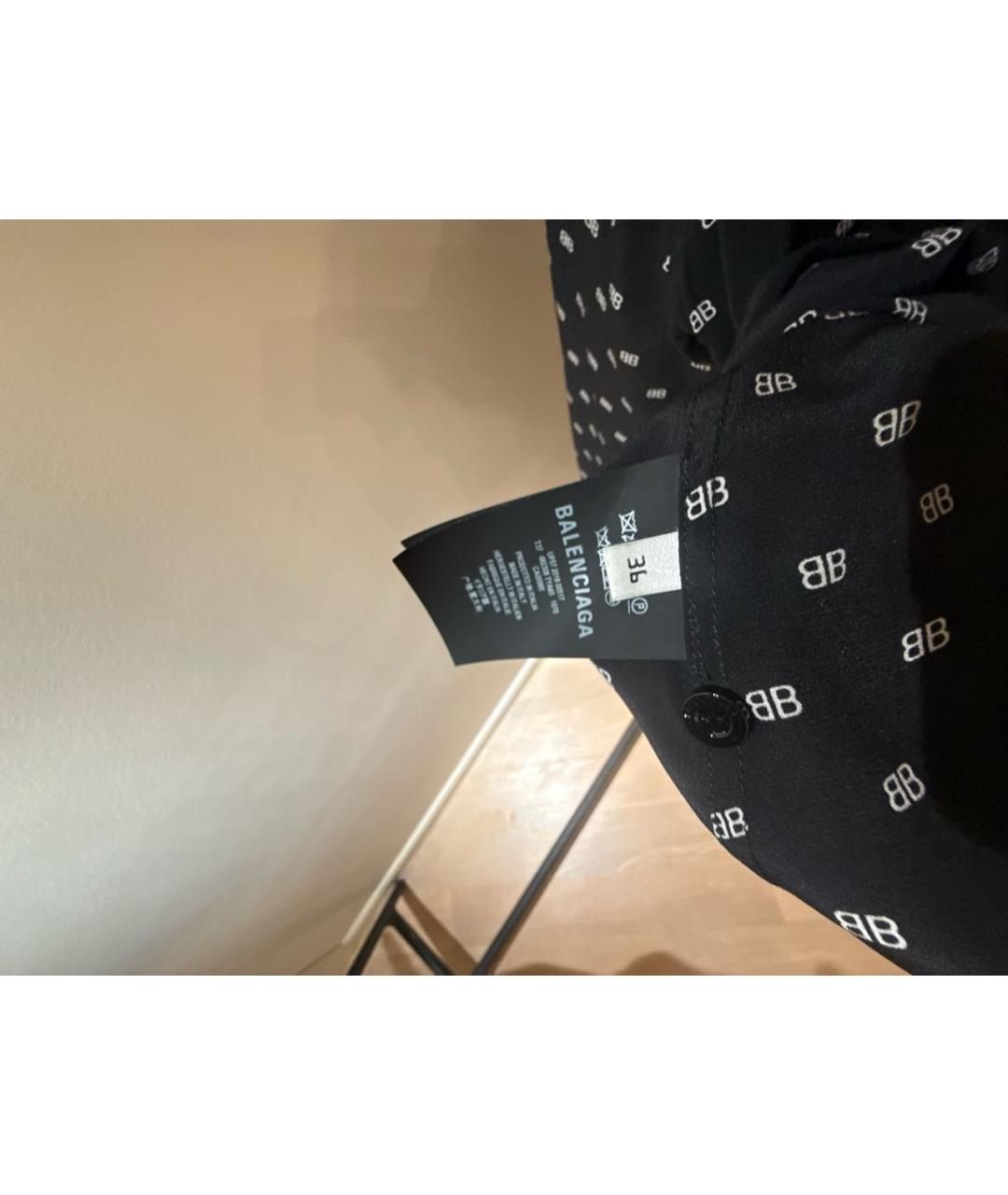 BALENCIAGA Черная шелковая рубашка, фото 4