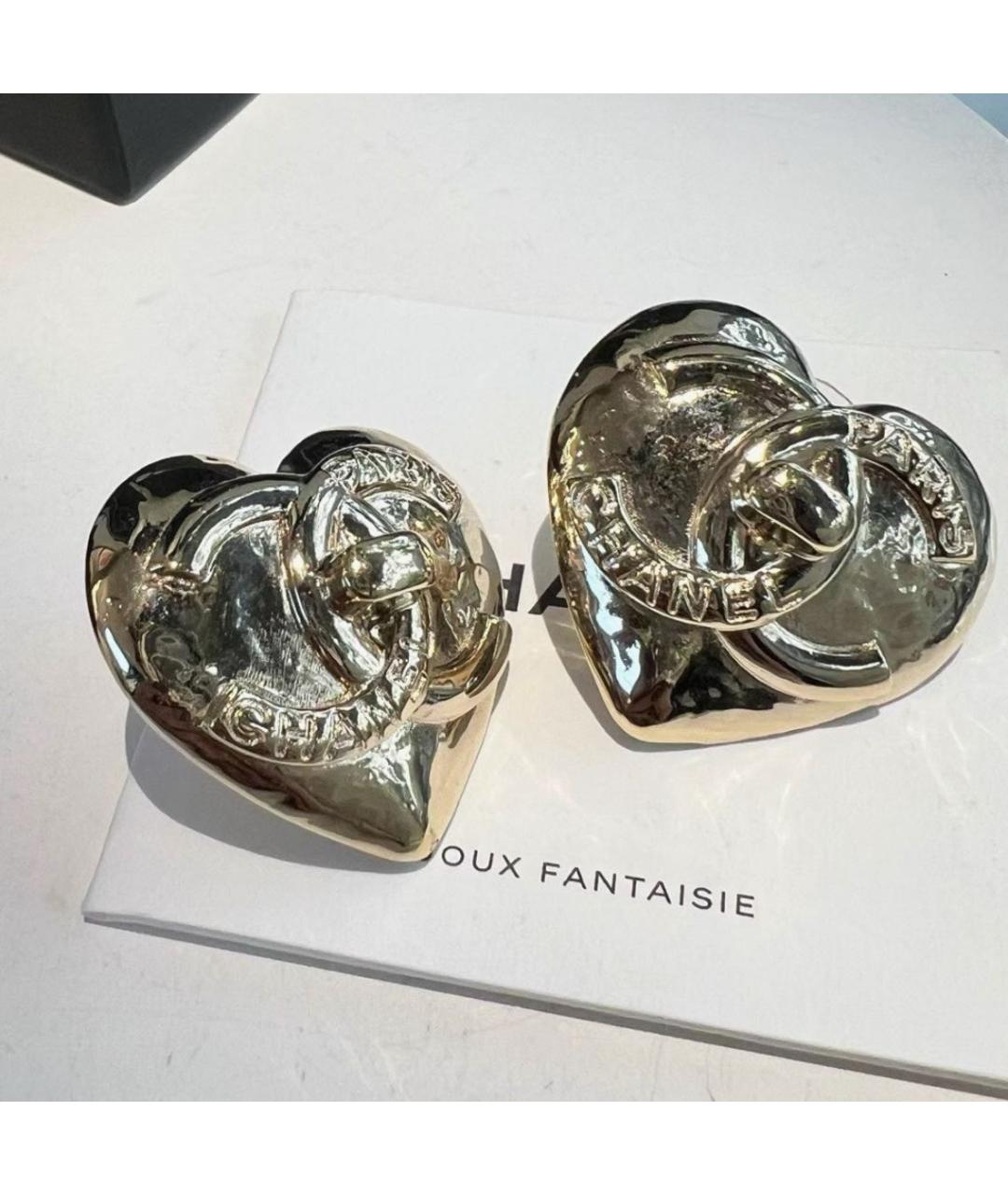 CHANEL Золотые металлические серьги, фото 2