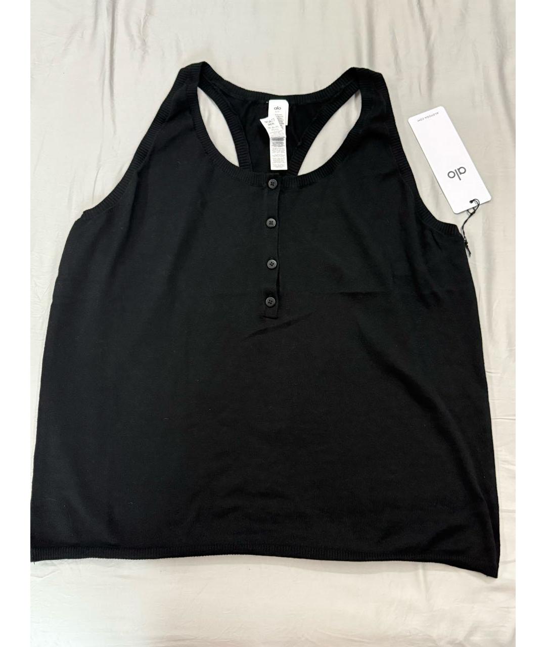 ALO YOGA Черная хлопковая майка, фото 6
