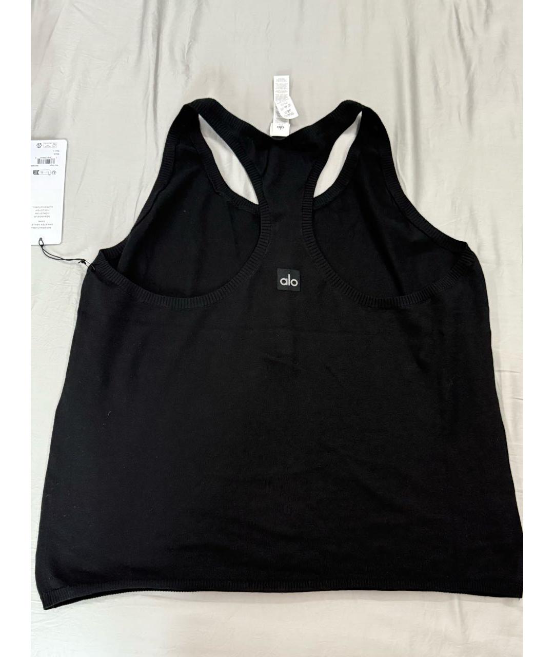 ALO YOGA Черная хлопковая майка, фото 2