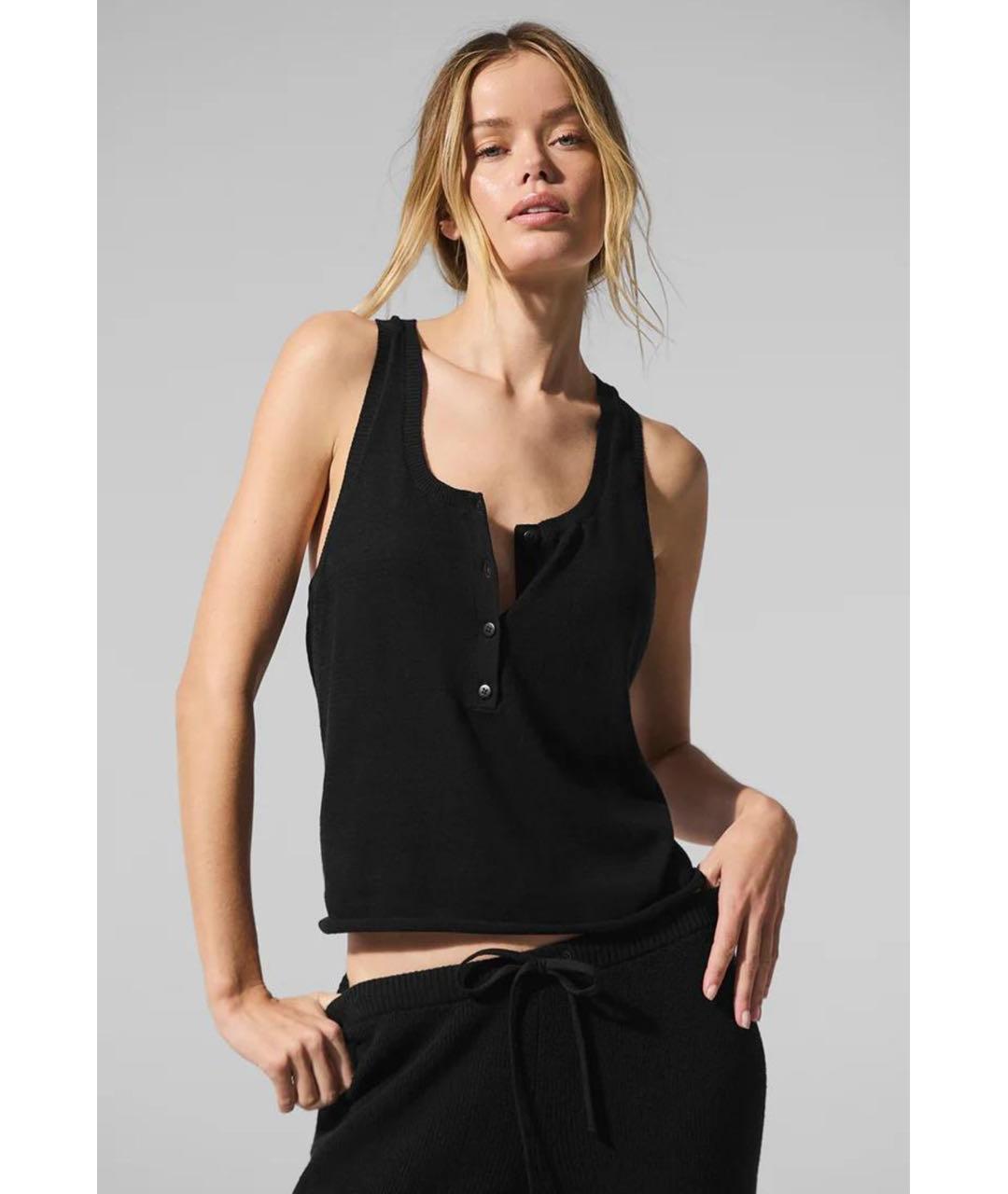 ALO YOGA Черная хлопковая майка, фото 5