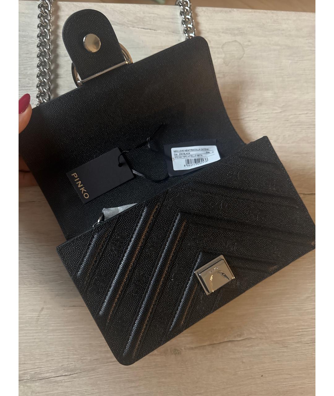 PINKO Черная кожаная сумка через плечо, фото 8