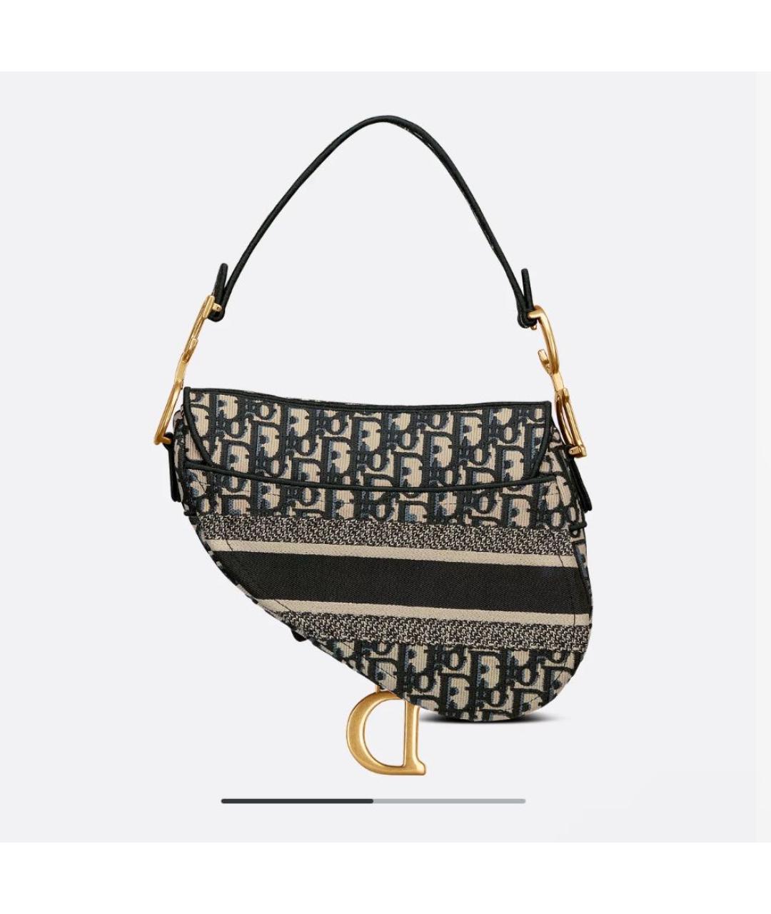 CHRISTIAN DIOR Синяя жаккардовая сумка с короткими ручками, фото 3