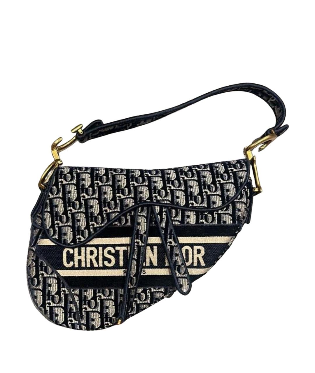 CHRISTIAN DIOR Синяя жаккардовая сумка с короткими ручками, фото 1