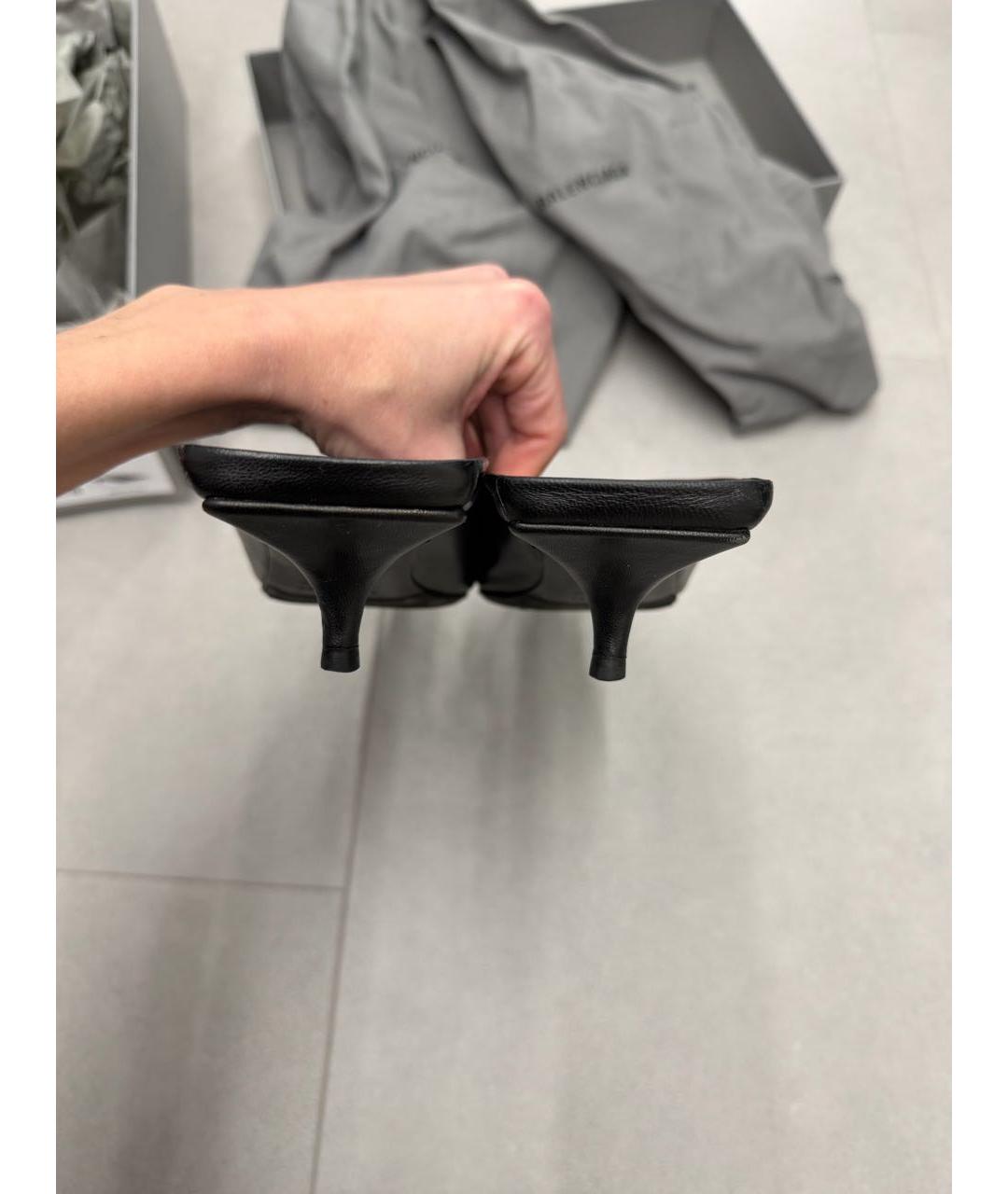 BALENCIAGA Черные кожаные туфли, фото 4