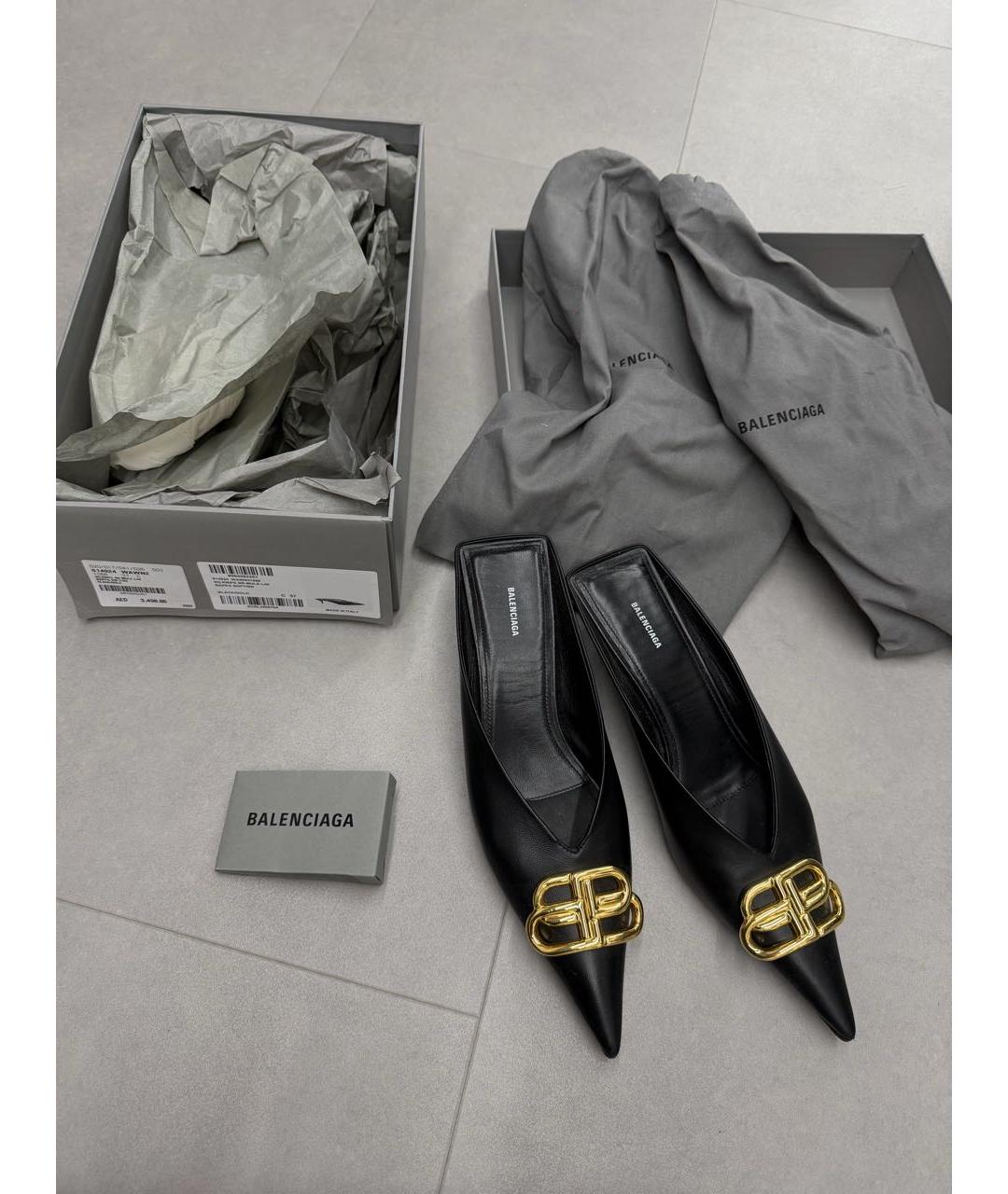 BALENCIAGA Черные кожаные туфли, фото 3