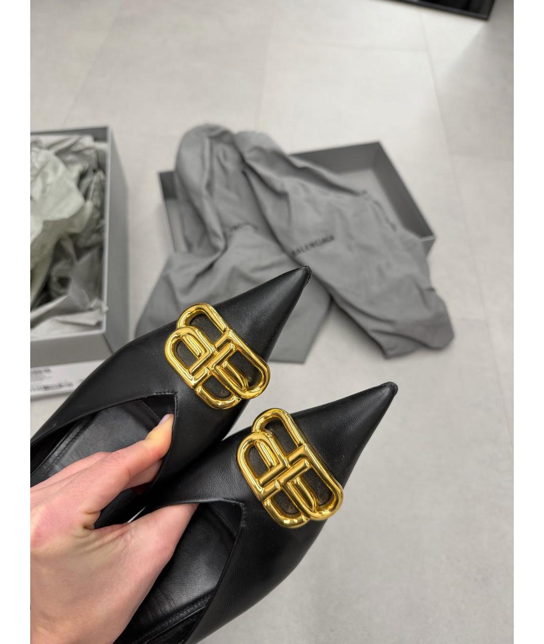 BALENCIAGA Черные кожаные туфли, фото 2