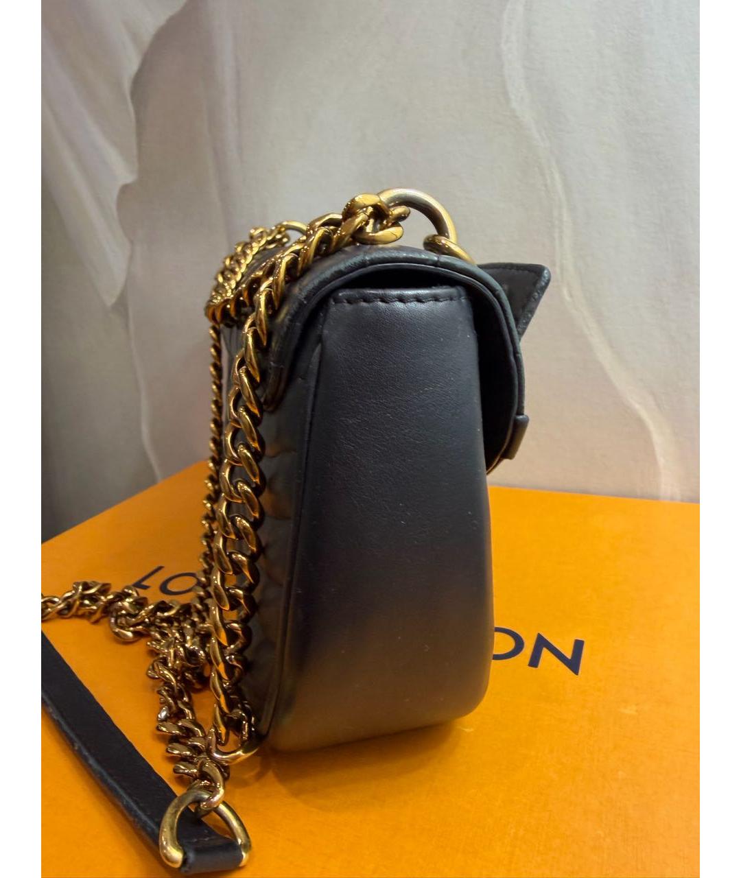 LOUIS VUITTON Черная кожаная сумка через плечо, фото 3