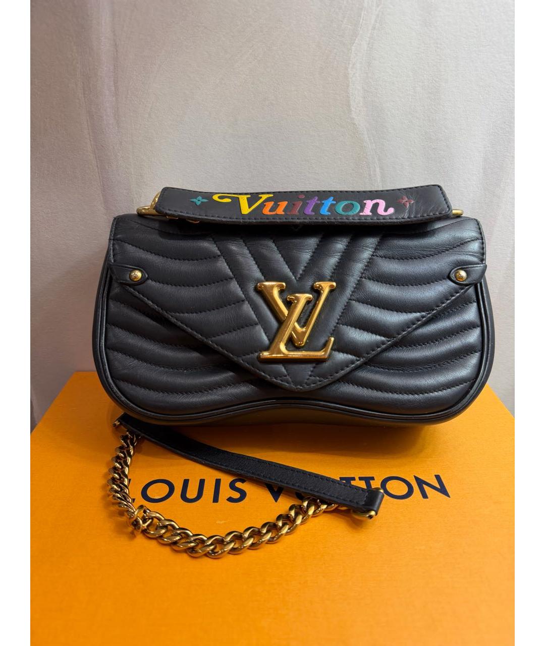 LOUIS VUITTON Черная кожаная сумка через плечо, фото 5