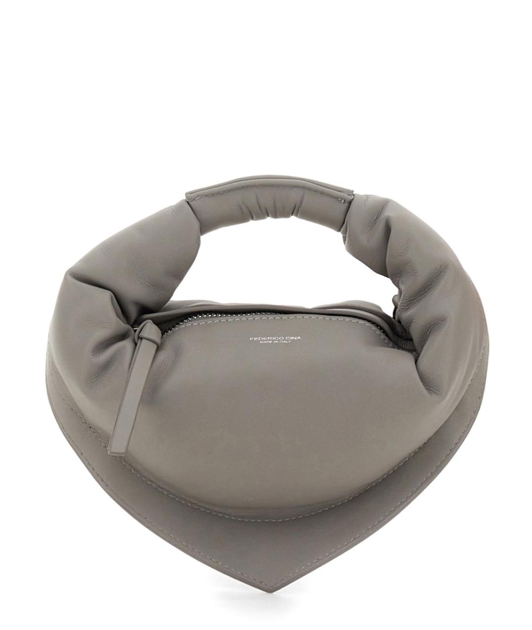 FEDERICO CINA Серая кожаная сумка с короткими ручками, фото 1