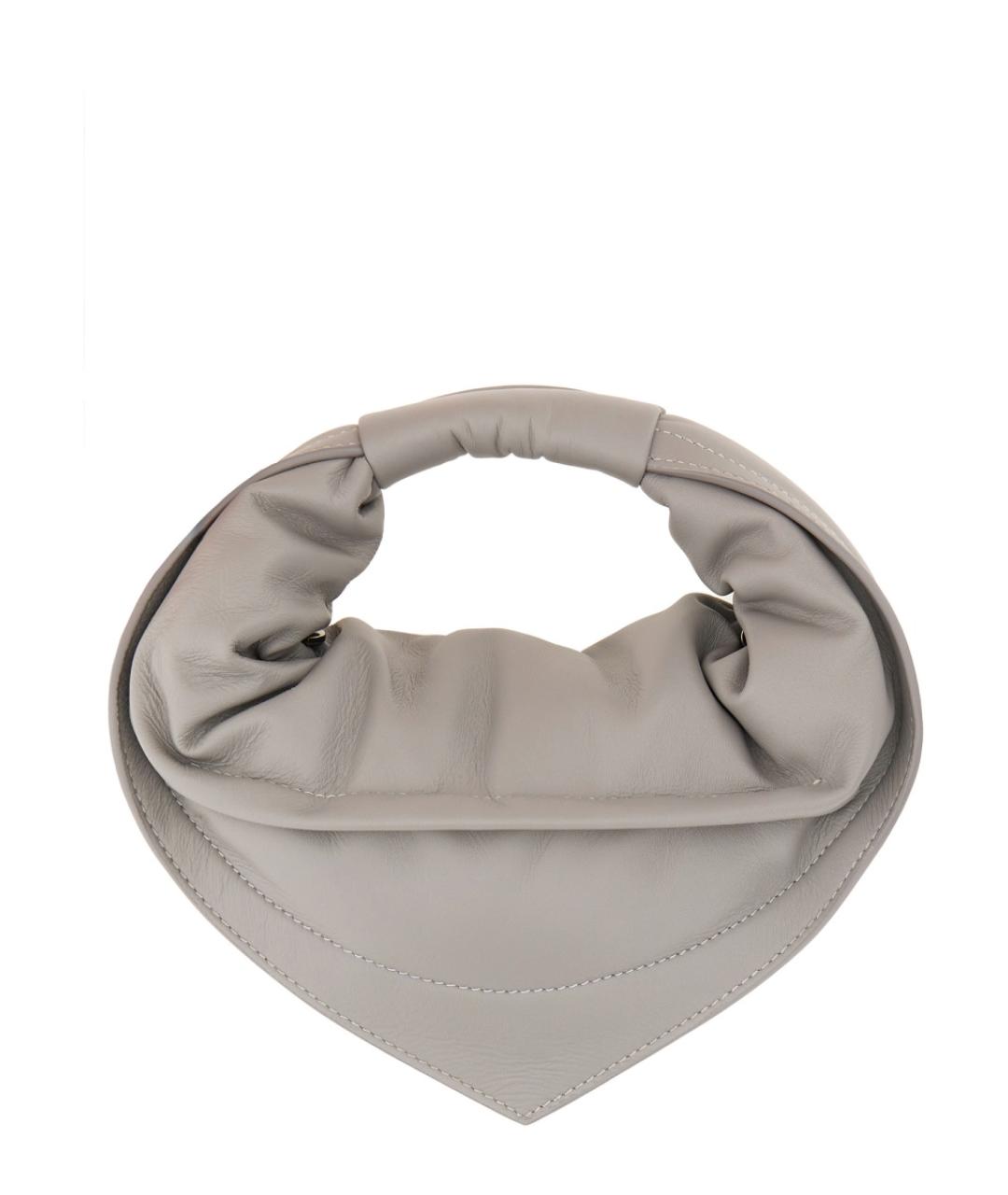 FEDERICO CINA Серая кожаная сумка с короткими ручками, фото 2