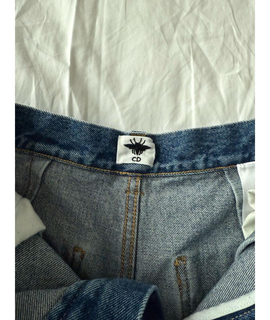 CHRISTIAN DIOR Синие хлопковые прямые джинсы, фото 3