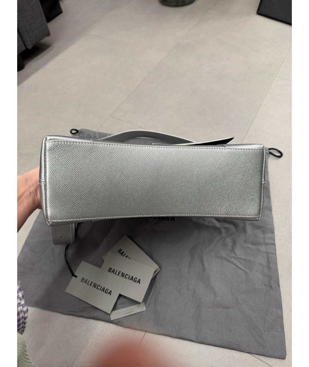 BALENCIAGA Серебряная кожаная сумка через плечо, фото 6