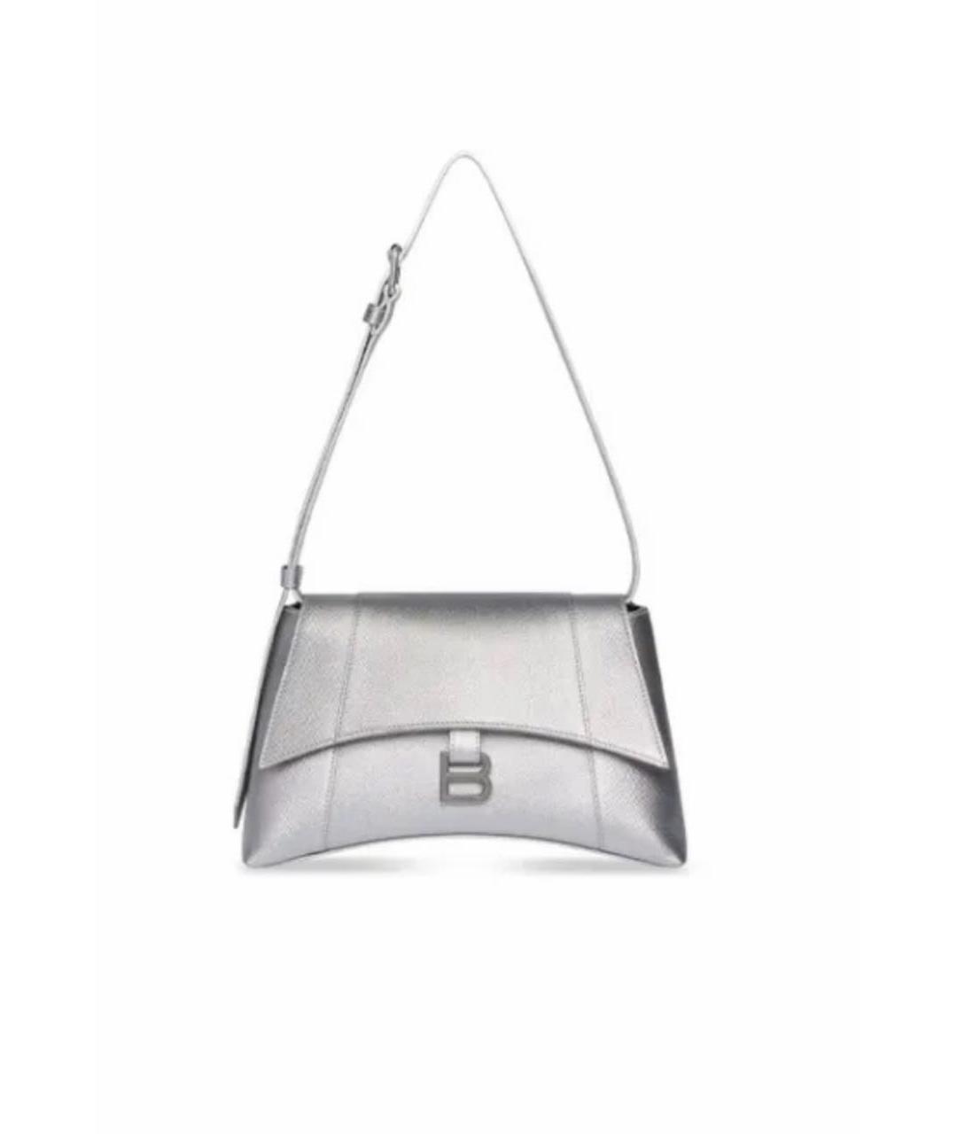 BALENCIAGA Серебряная кожаная сумка через плечо, фото 1