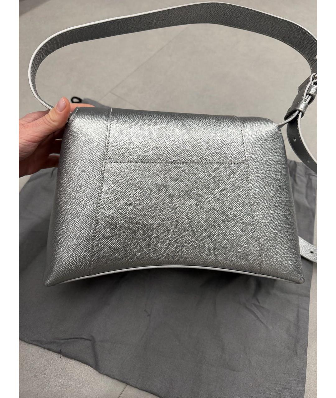 BALENCIAGA Серебряная кожаная сумка через плечо, фото 8