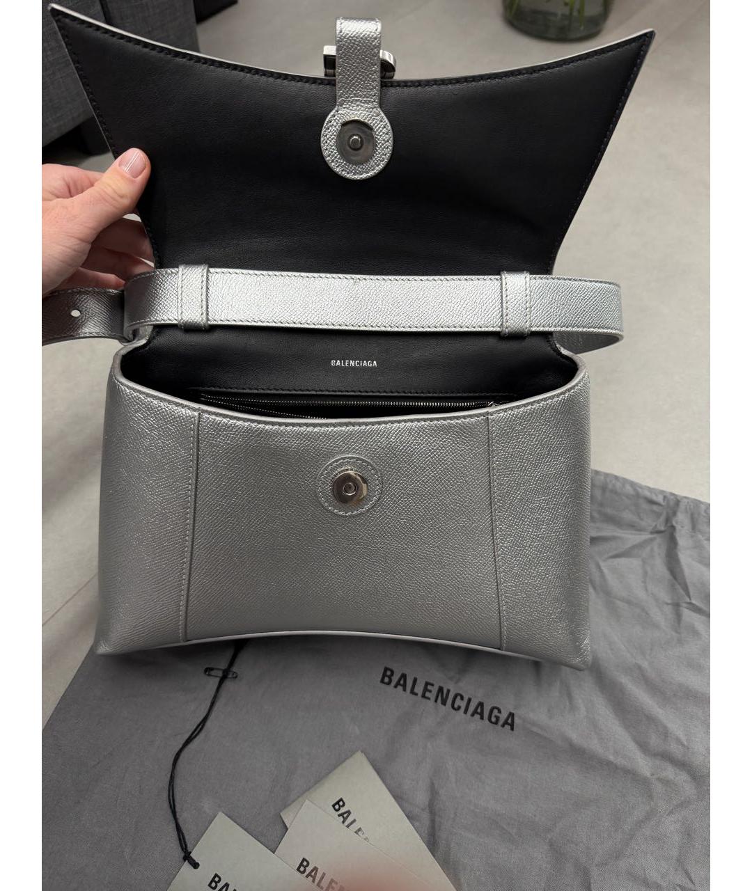 BALENCIAGA Серебряная кожаная сумка через плечо, фото 5