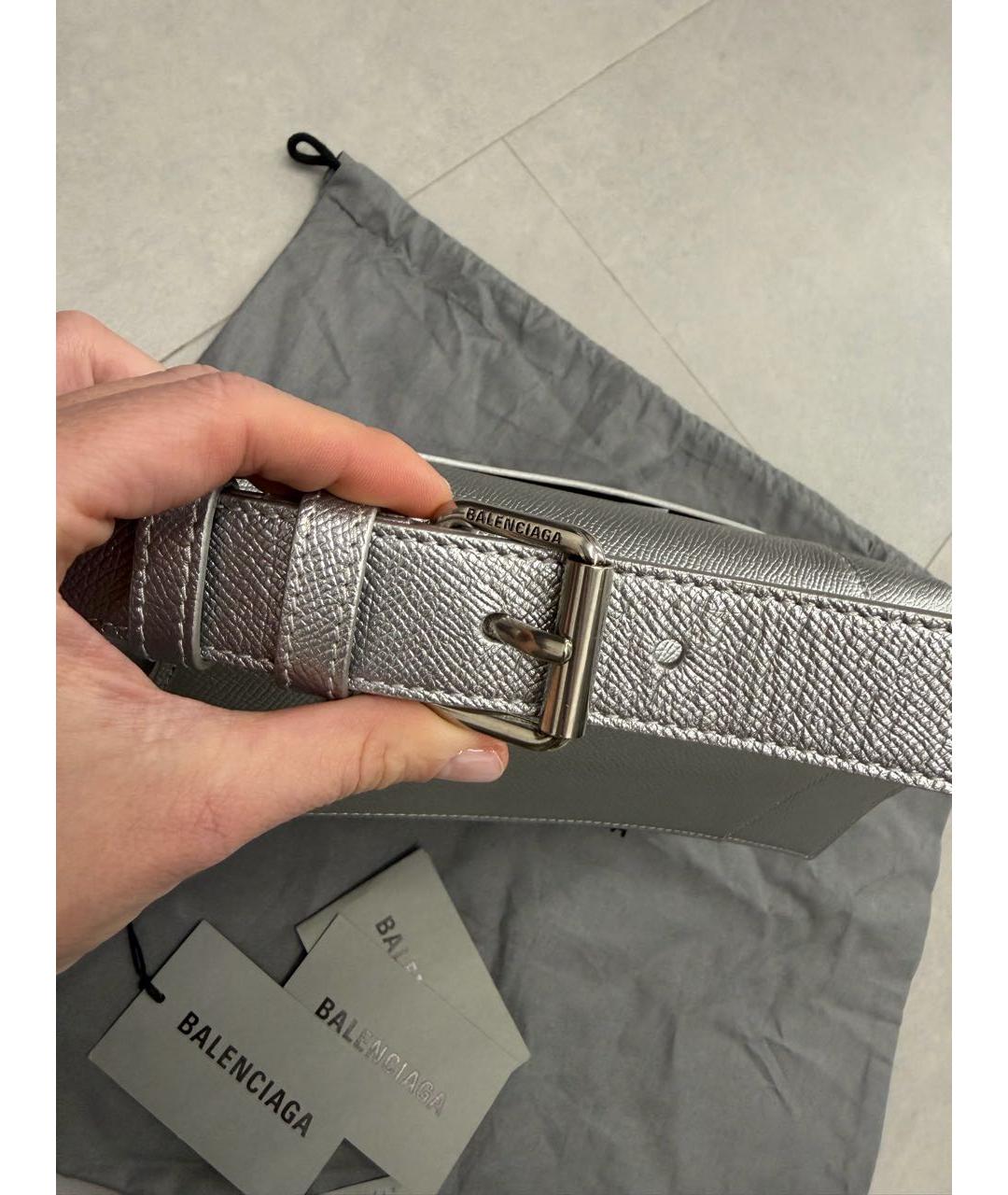 BALENCIAGA Серебряная кожаная сумка через плечо, фото 7